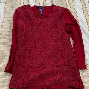 Chaps Denim 3/4 length cranberry t-shirt